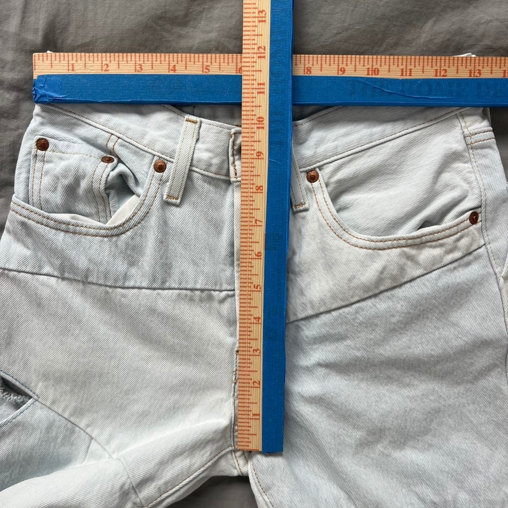 LEVI'S 501XX Cutout‎ Jeans Women's 26x26 Light Wash Premium Patchwork Distressed - Picture 9 of 16